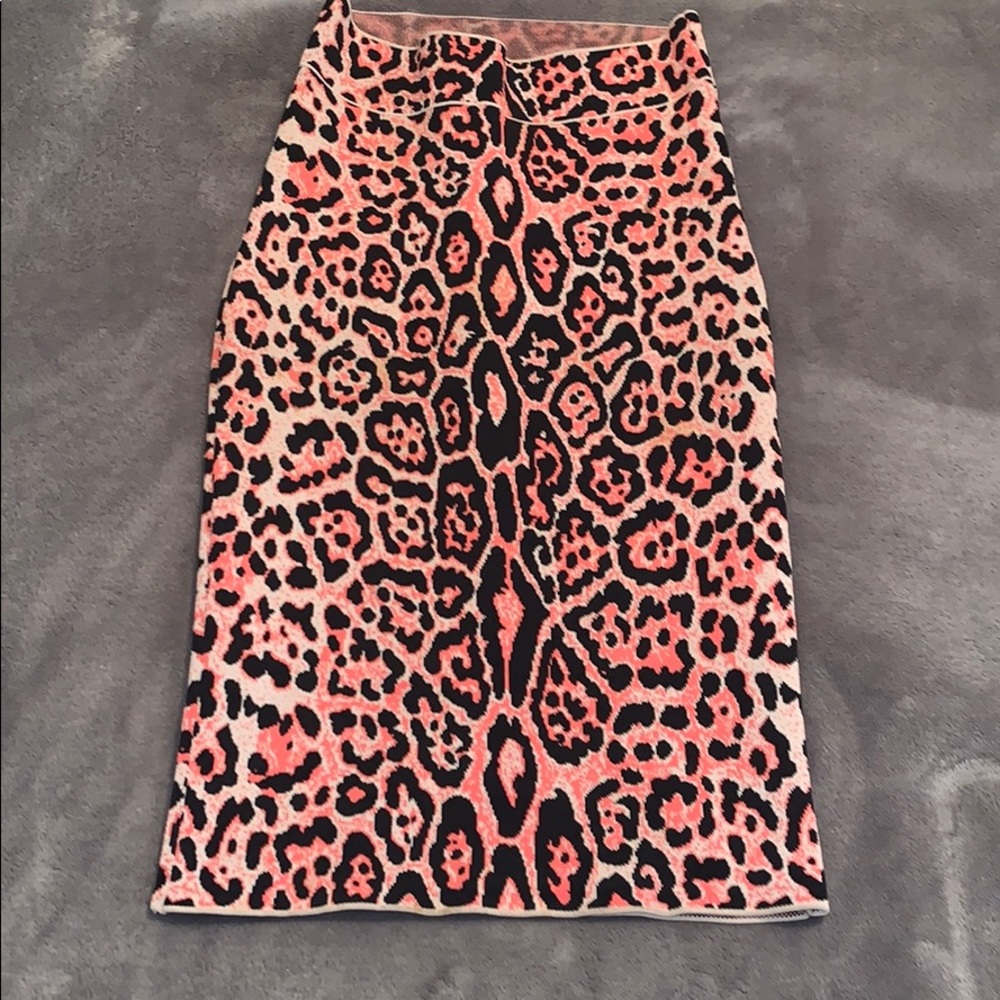 PINK LEOPARD BODYCON PENCIL SKIRT